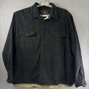 Mens XXL Freedom Foundry Dry Goods Co. Heavy Flannel Work Shirt Speckled Black